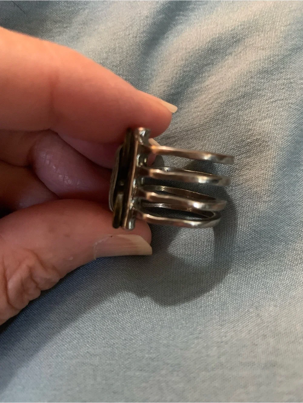 Vintage Multi-Tone Sterling Silver Cigar Band Wire-Wrapped Ring